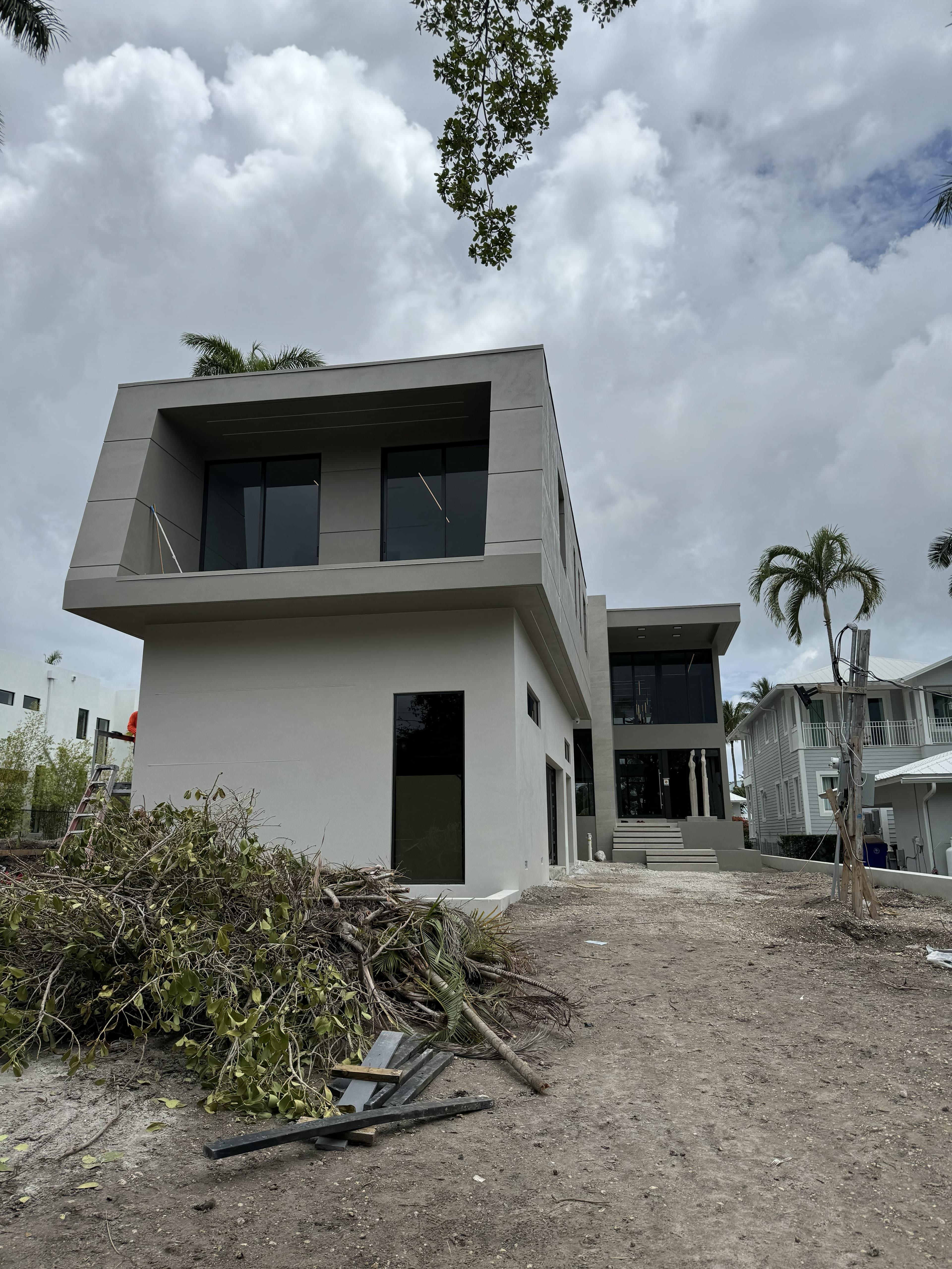 Exterior of a modern two-story home during construction