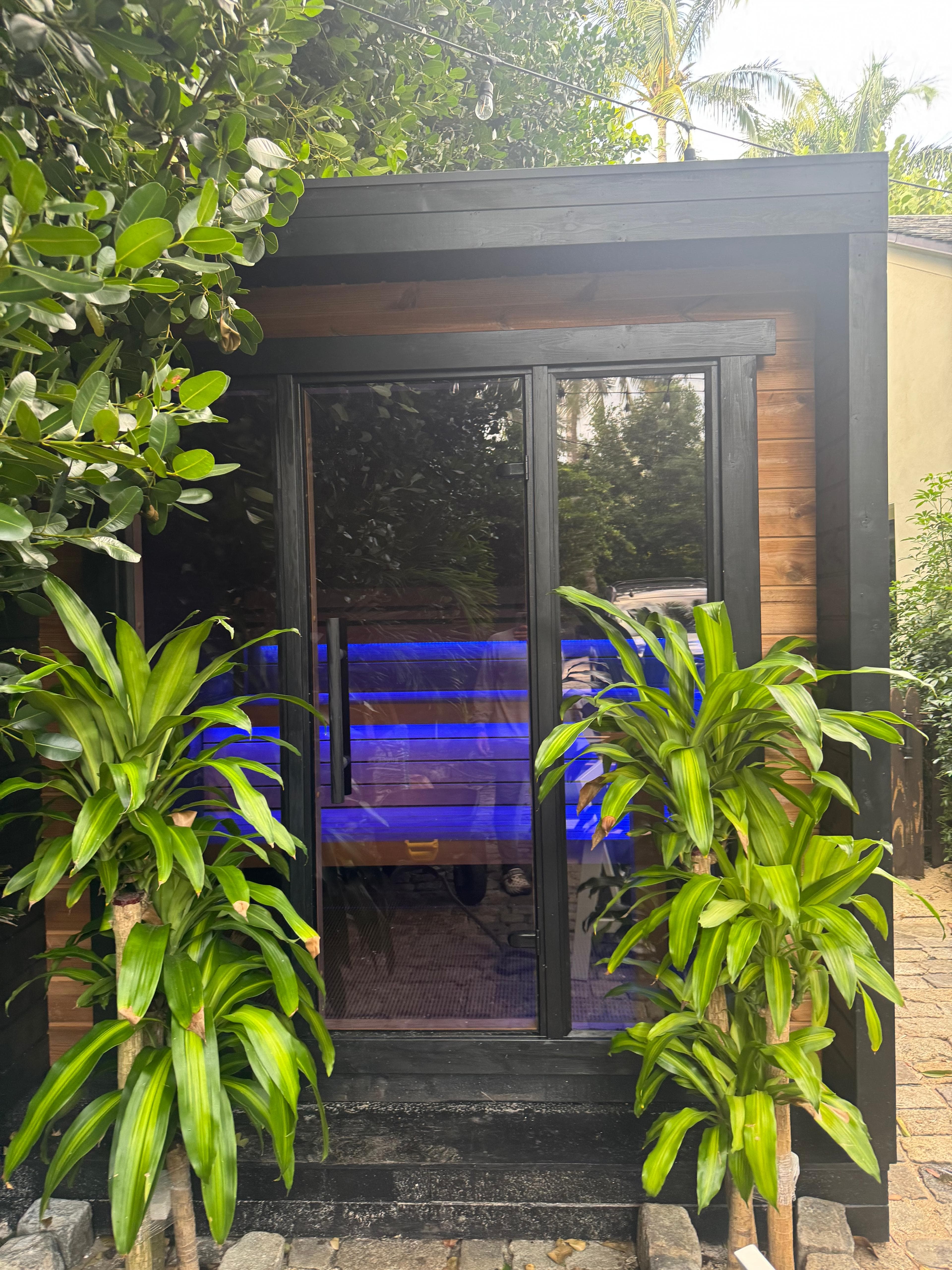 Residential sauna with dedicated electrical power and interior lighting