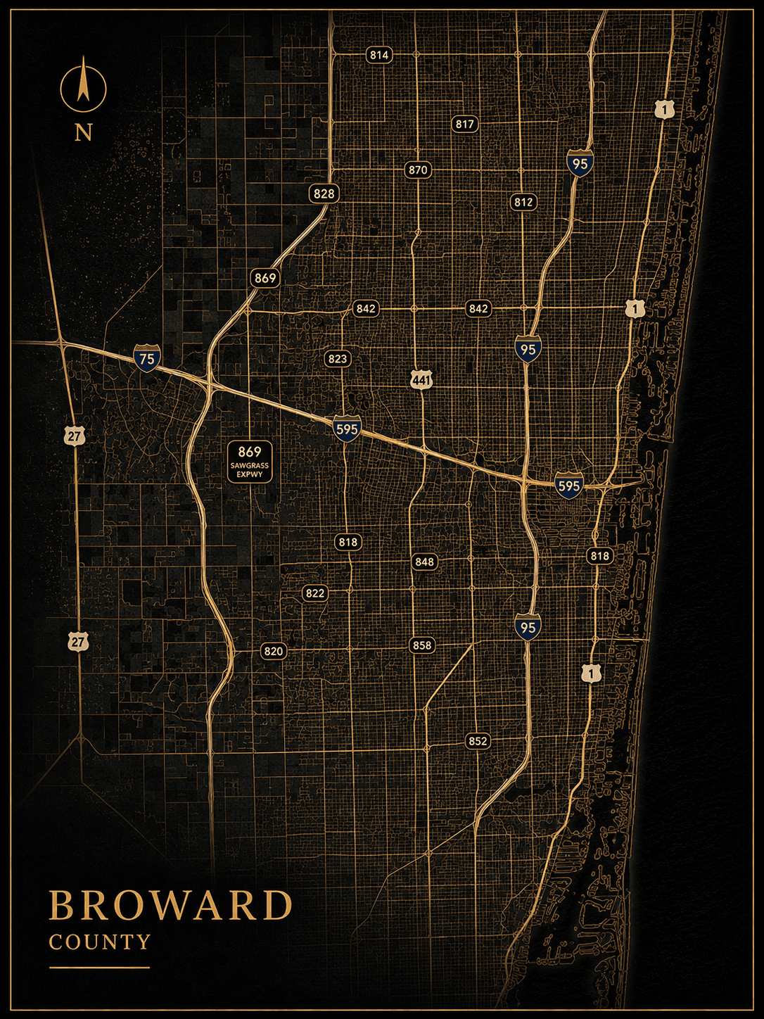 Stylized map of Broward County